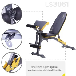 Ławka treningowa 4w1 z modlitewnikiem i prasą HMS Premium LS3061