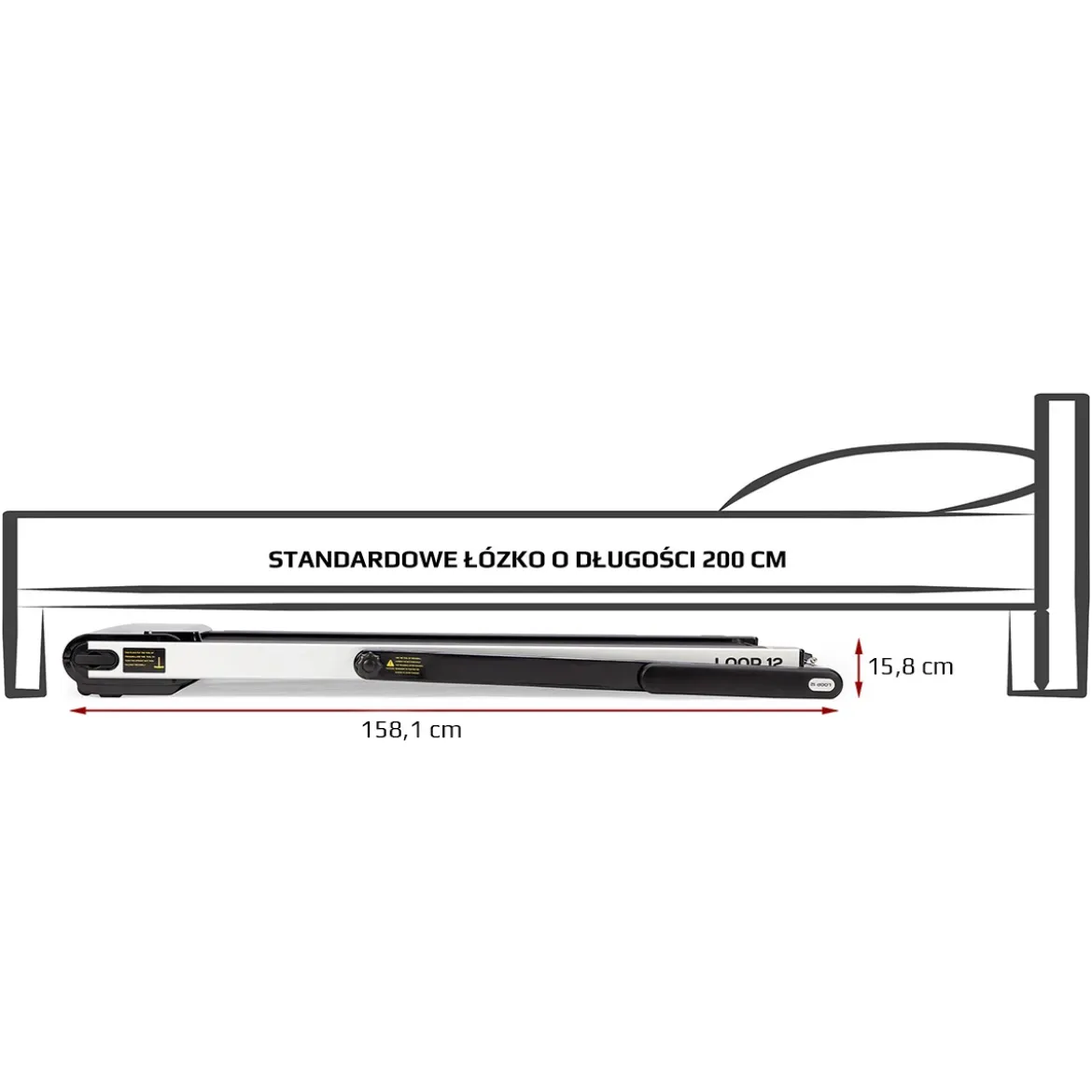 Bieżnia elektryczna składana HMS LOOP12 czarna 1–12 km/h Bluetooth FitShow