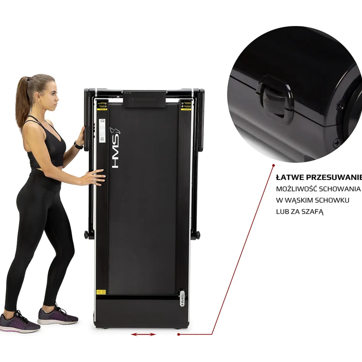 Bieżnia elektryczna składana HMS LOOP12 czarna 1–12 km/h Bluetooth FitShow