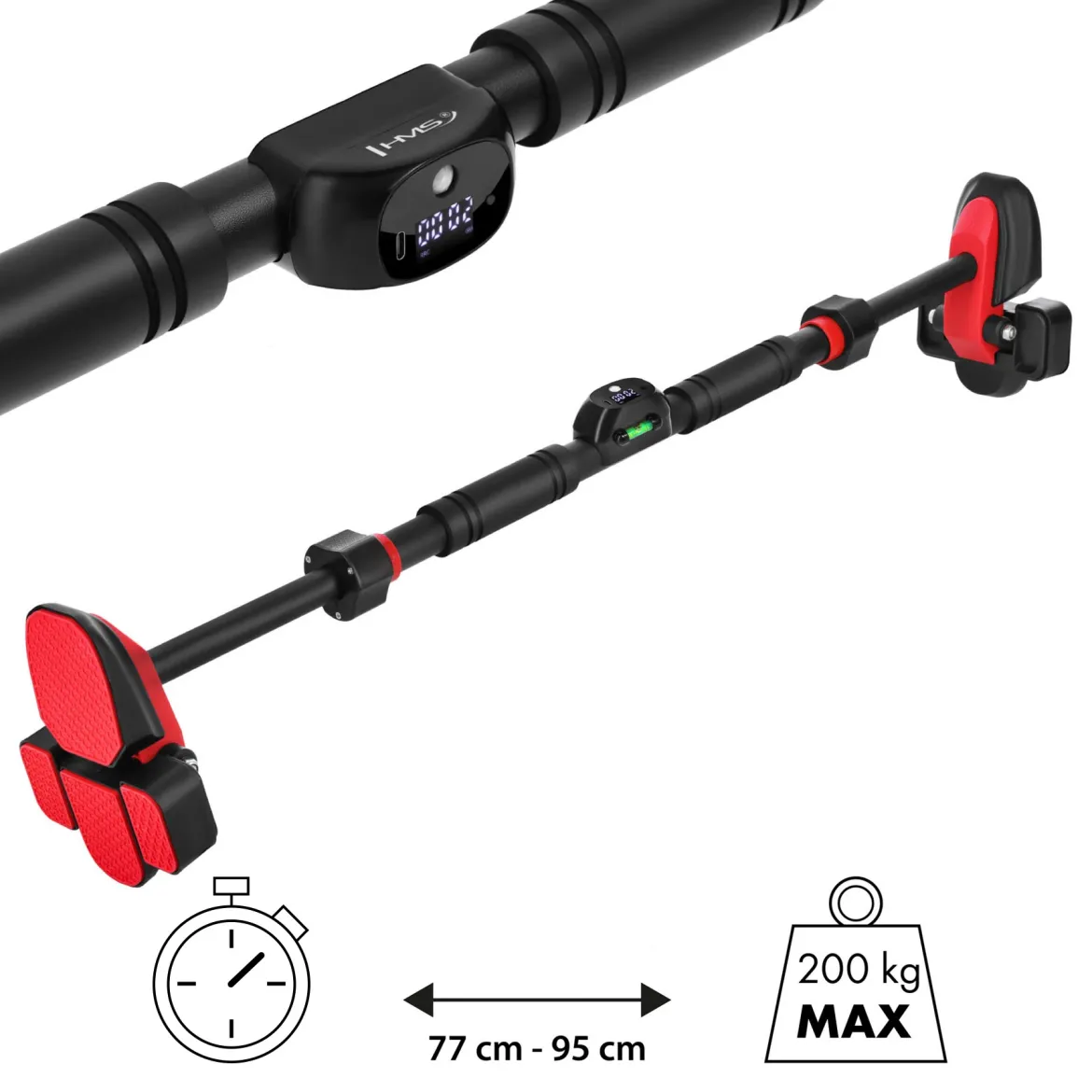 Drążek do podciągania bez wiercenia z licznikiem HMS DD500 77–95 cm