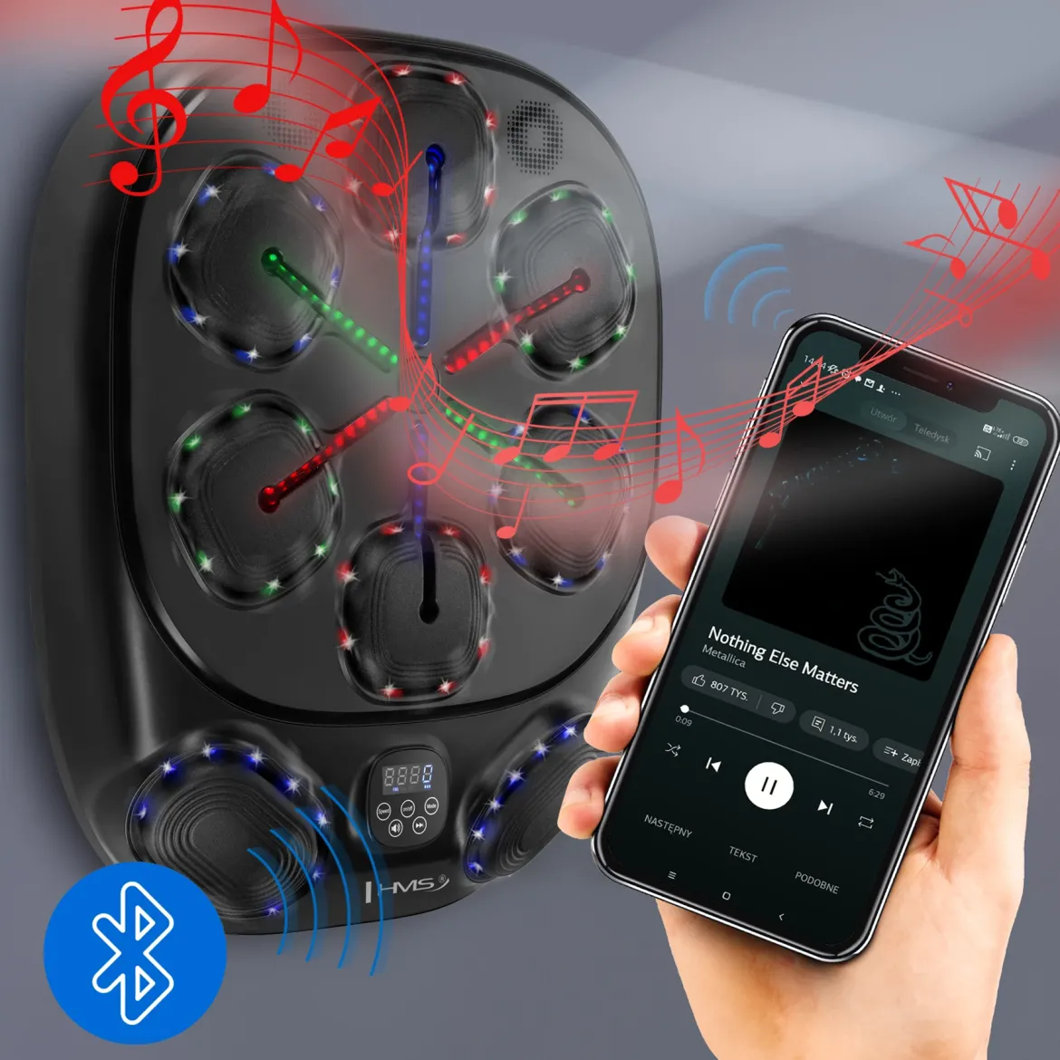 Elektroniczna tarcza bokserska LED z Bluetooth i rękawicami HMS TB10