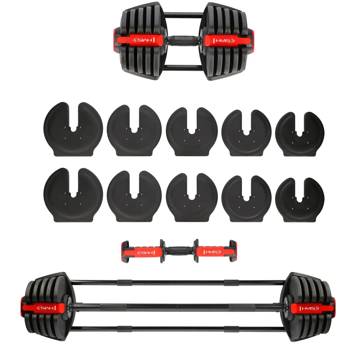 Hantle regulowane 2w1 HMS SGR40 PRO Set – sztanga i sztangielki
