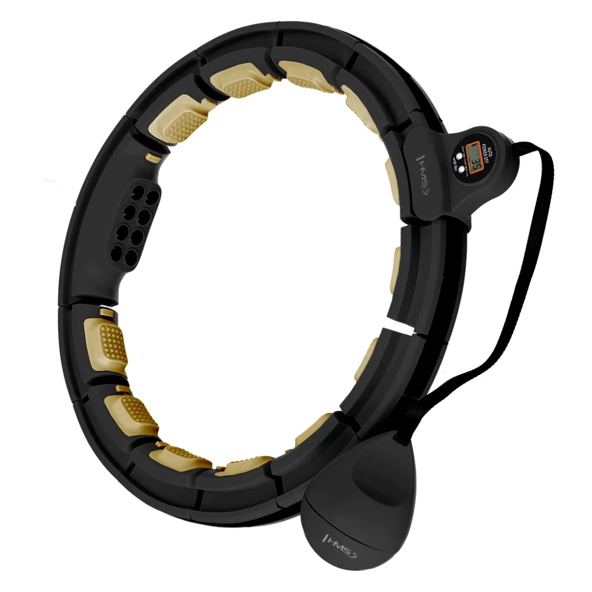 HHM13 HULA HOP BLACK/GOLD Z MAGNESAMI I OBCIĄŻNIKIEM + LICZNIK HMS