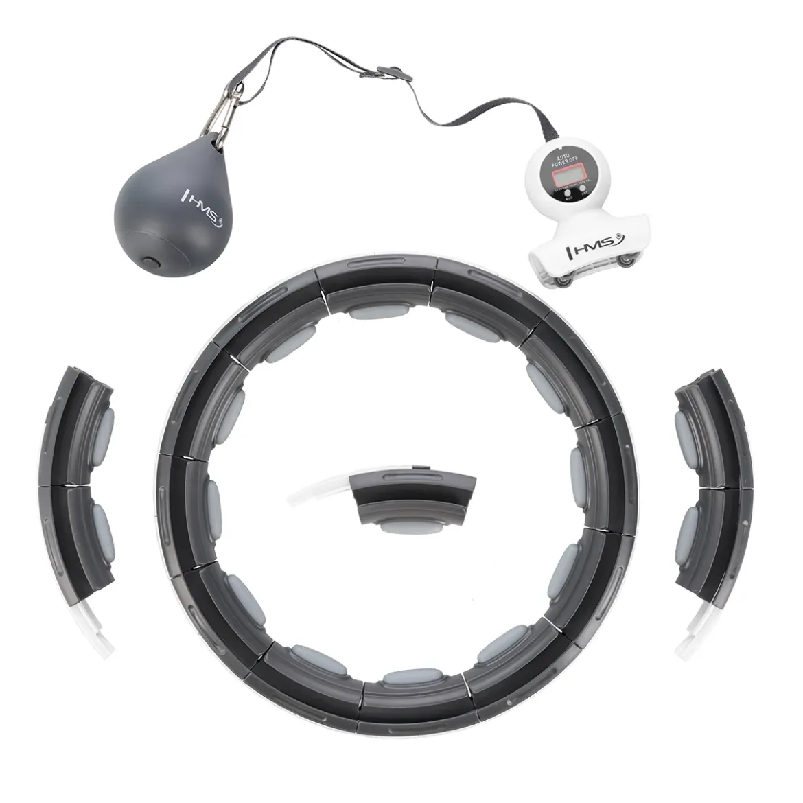 HHM15 HULA HOP BLACK Z MAGNESEM I OBCIĄŻNIKIEM + LICZNIK HMS