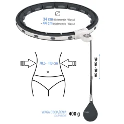 HHM15 HULA HOP BLACK Z MAGNESEM I OBCIĄŻNIKIEM + LICZNIK HMS