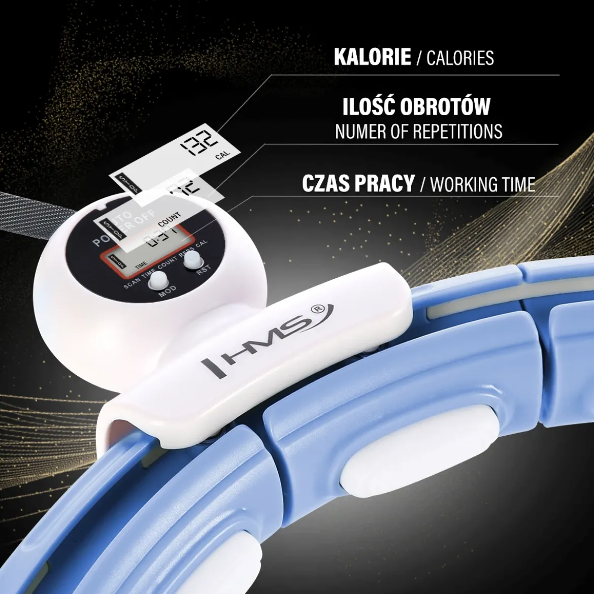 HHM15 HULA HOP BLUE Z MAGNESEM I OBCIĄŻNIKIEM + LICZNIK HMS