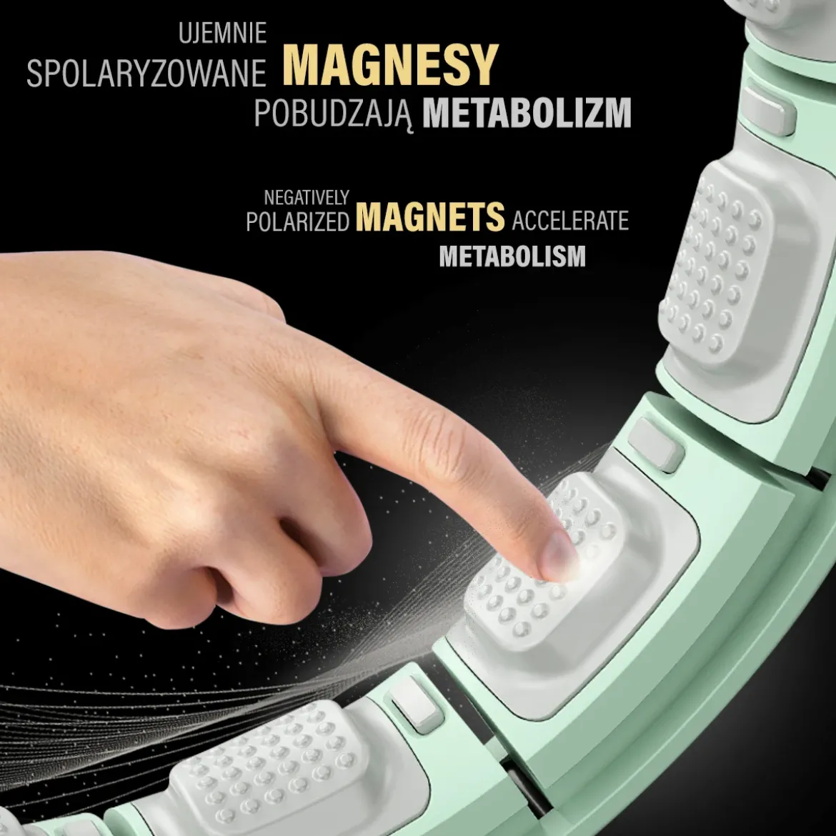 HHM13 HULA HOP GREEN Z MAGNESAMI I OBCIĄŻNIKIEM + LICZNIK HMS