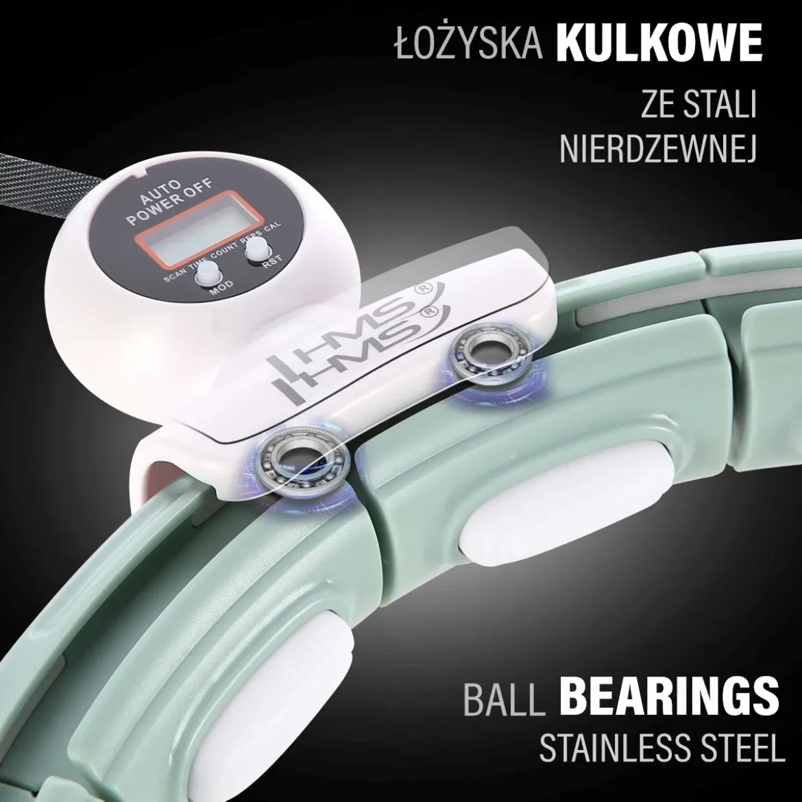 HHM15 HULA HOP GREEN Z MAGNESEM I OBCIĄŻNIKIEM + LICZNIK HMS