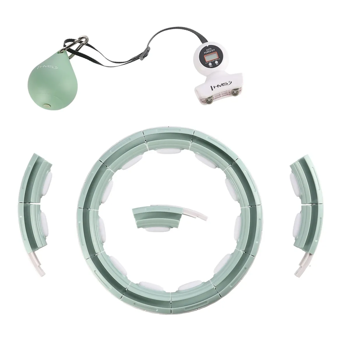 HHM15 HULA HOP GREEN Z MAGNESEM I OBCIĄŻNIKIEM + LICZNIK HMS