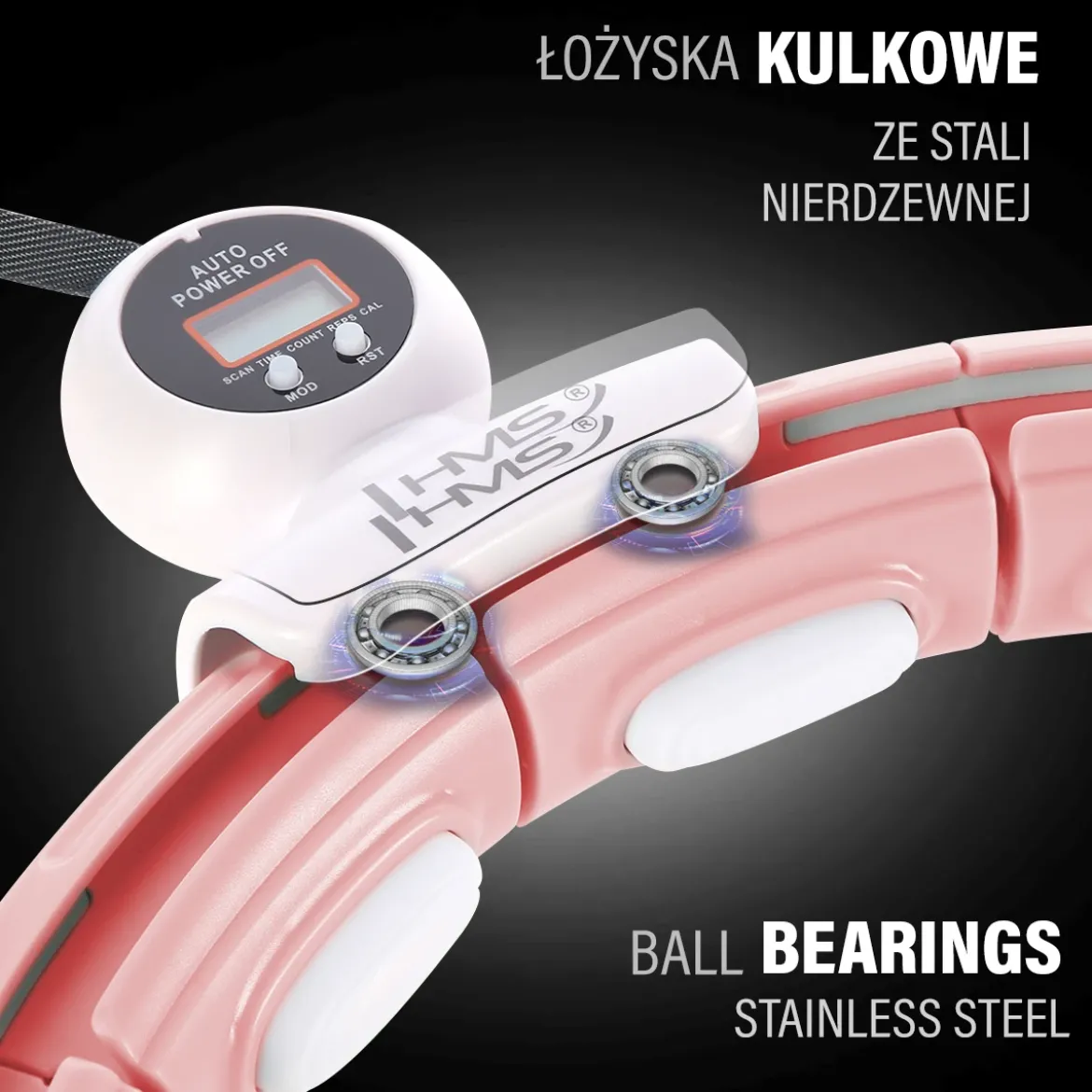 HHM15 HULA HOP PINK Z MAGNESEM I OBCIĄŻNIKIEM + LICZNIK HMS