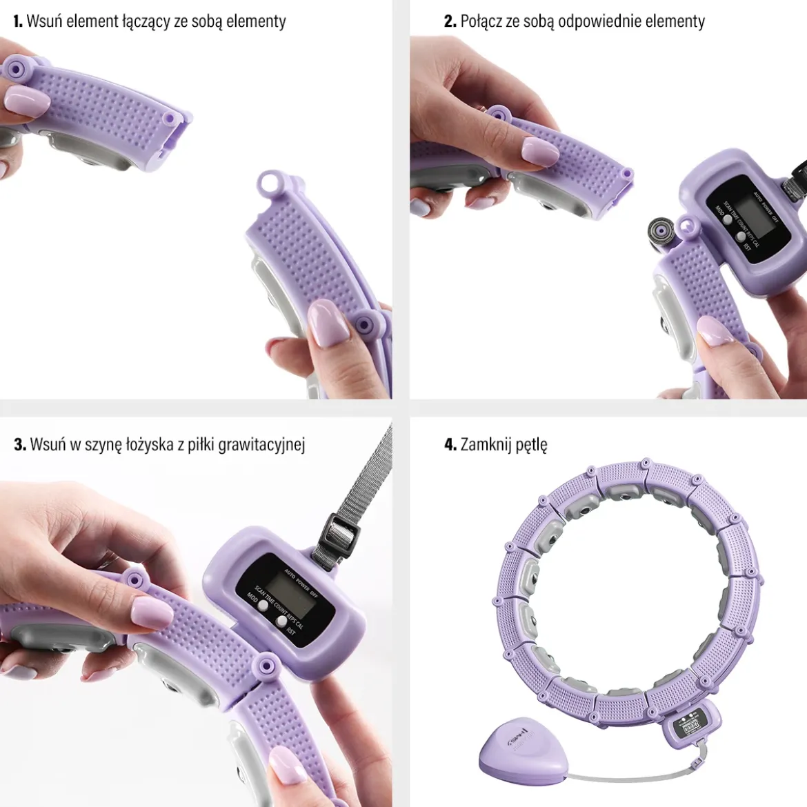 HHM14 HULA HOP VIOLET Z MAGNESAMI I OBCIĄŻNIKIEM + LICZNIK HMS