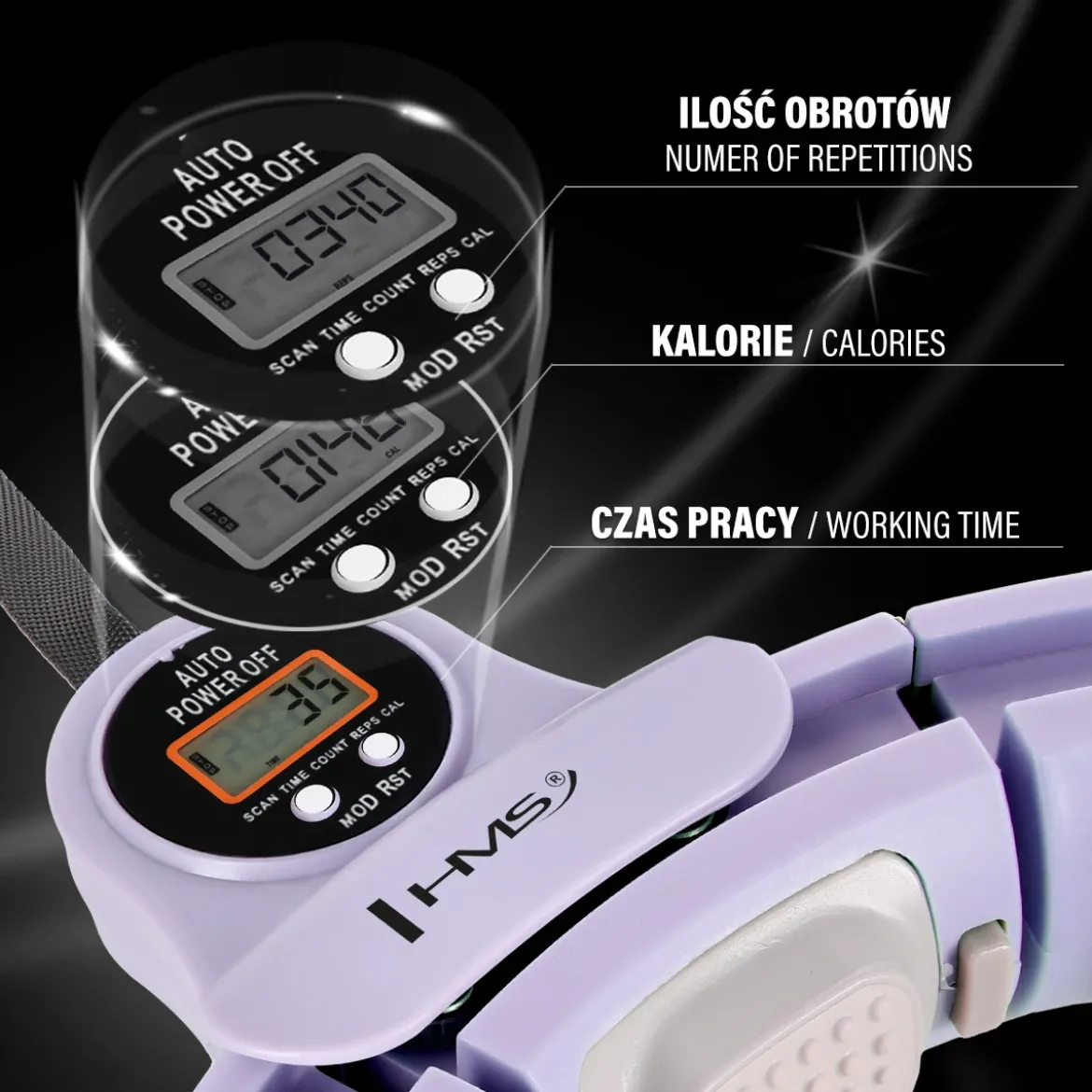 HHM13 HULA HOP VIOLET Z MAGNESAMI I OBCIĄŻNIKIEM + LICZNIK HMS