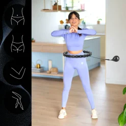 HHW11 PLUS SIZE HULA HOP BLACK Z WYPUSTKAMI I OBCIĄŻNIKIEM HMS