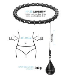 HHW11 PLUS SIZE HULA HOP BLACK Z WYPUSTKAMI I OBCIĄŻNIKIEM HMS