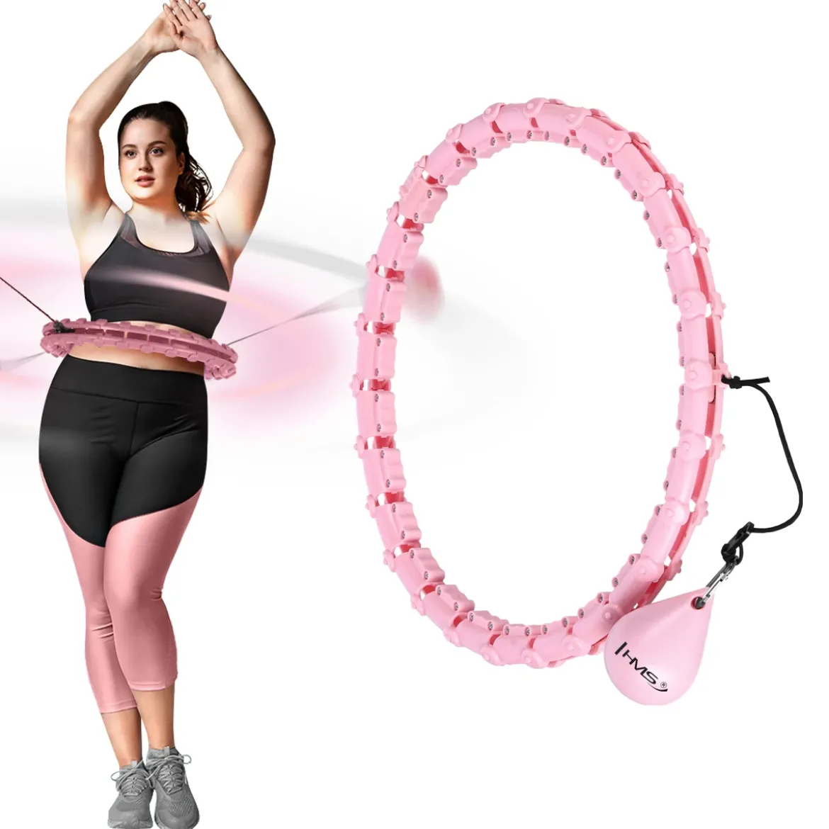 HHW11 PLUS SIZE HULA HOP LIGHT PINK Z WYPUSTKAMI I OBCIĄŻNIKIEM HMS
