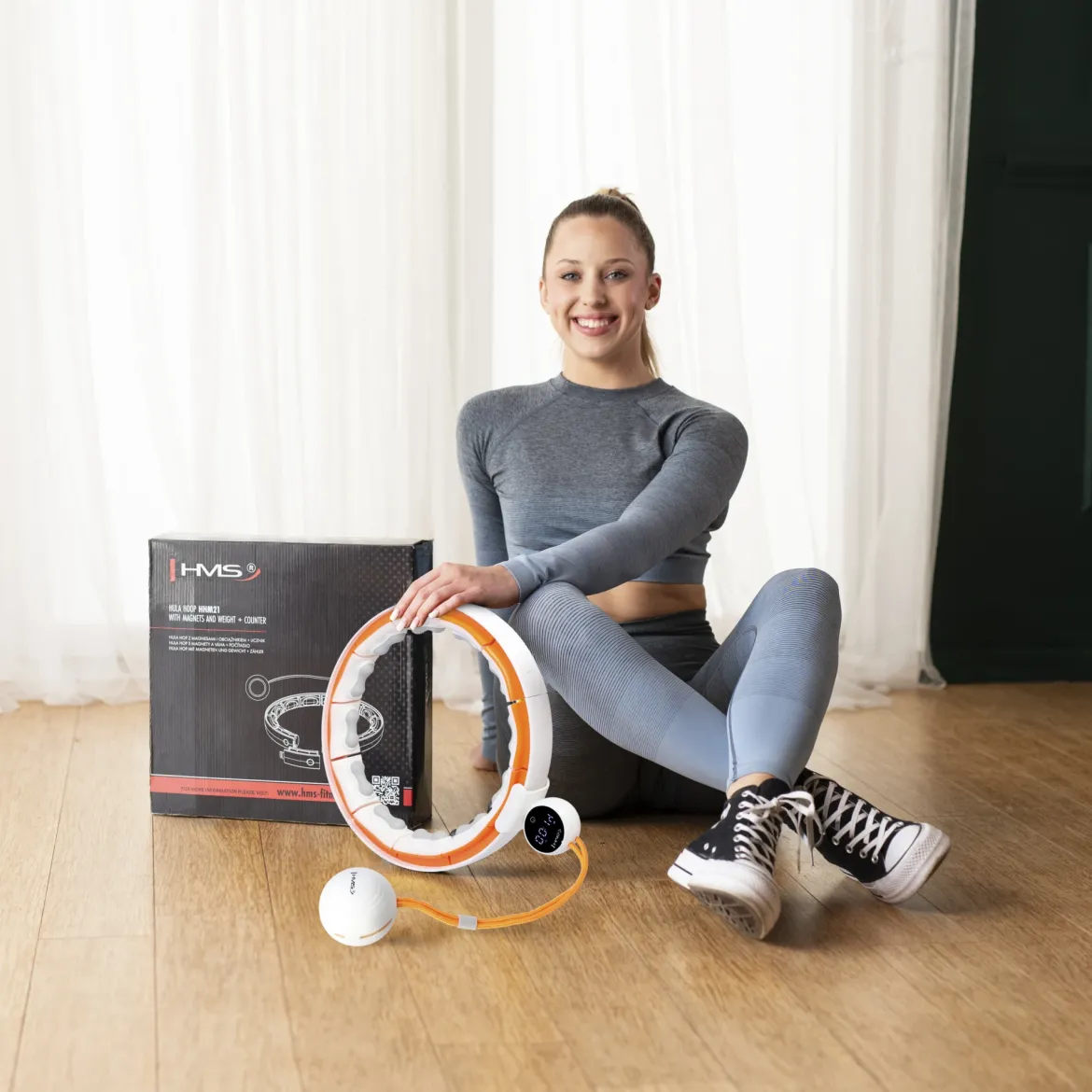 Hula hop magnetyczne HMS HHM21 z obciążeniem, TPE i licznikiem USB-C