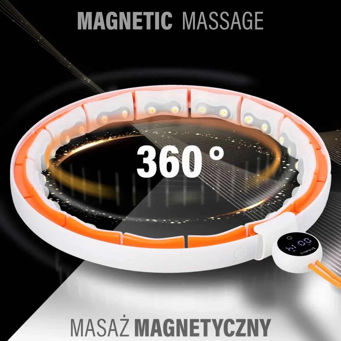 Hula hop magnetyczne HMS HHM21 z obciążeniem, TPE i licznikiem USB-C
