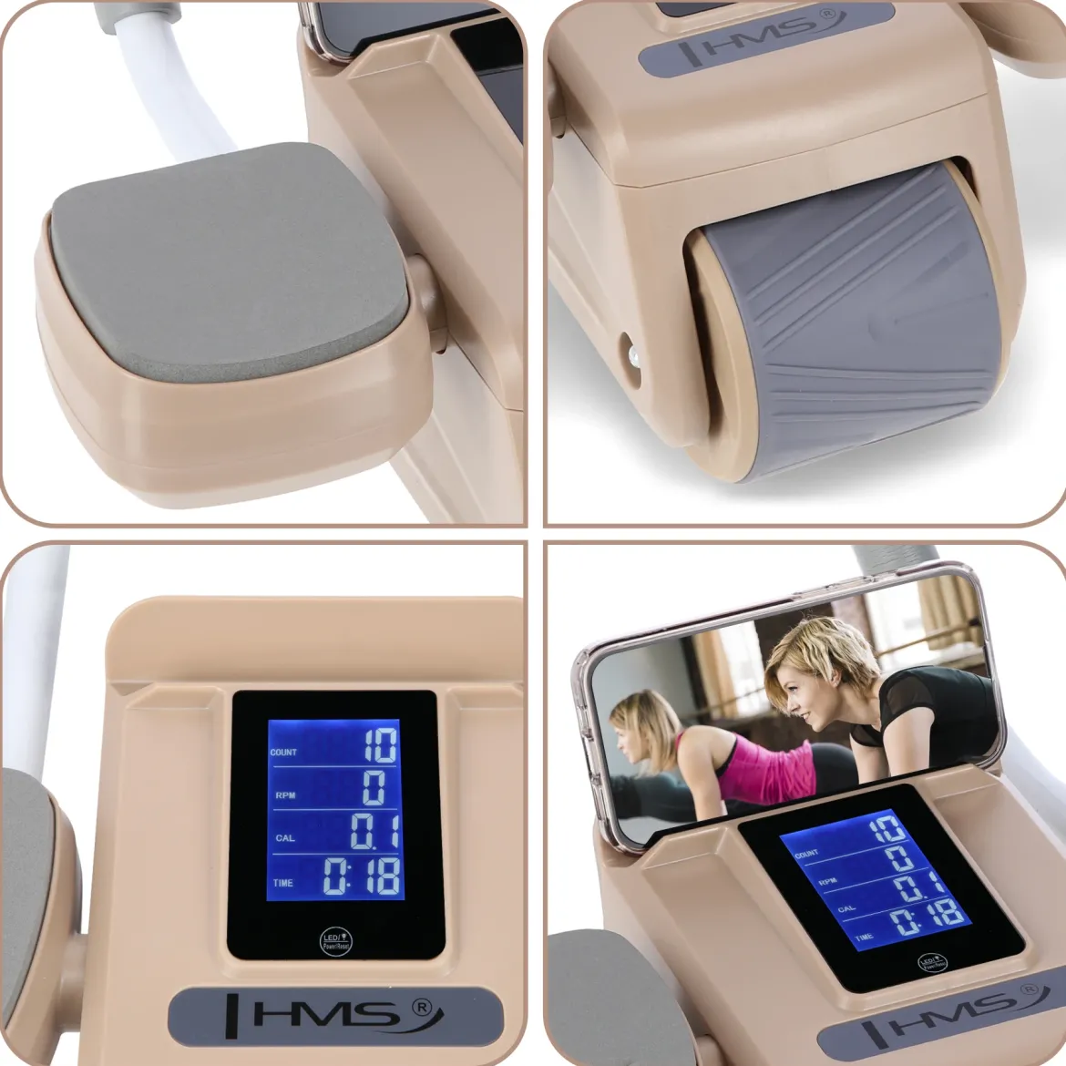 KA08 BROWN ABS AUTOMATYCZNE KOŁO DO ĆWICZEŃ MIĘŚNI BRZUCHA Z WYŚWIETLACZEM LCD I ŁADOWANIEM HMS