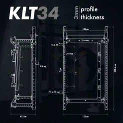 KLATKA TRENINGOWA ŚCIENNA ROZSUWANA Z ŁAWKĄ SZARA KLT34 HMS FITNESS