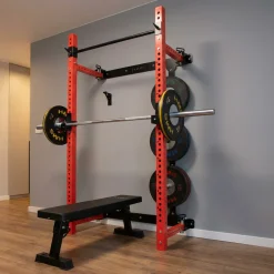 KLATKA TRENINGOWA ŚCIENNA ROZSUWANA Z ŁAWKĄ CZERWONA KLT34 HMS FITNESS