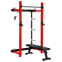 KLATKA TRENINGOWA ŚCIENNA ROZSUWANA Z ŁAWKĄ CZERWONA KLT34 HMS FITNESS
