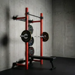 KLATKA TRENINGOWA ŚCIENNA ROZSUWANA Z ŁAWKĄ CZERWONA KLT34 HMS FITNESS