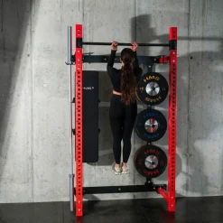 KLATKA TRENINGOWA ŚCIENNA ROZSUWANA Z ŁAWKĄ CZERWONA KLT34 HMS FITNESS