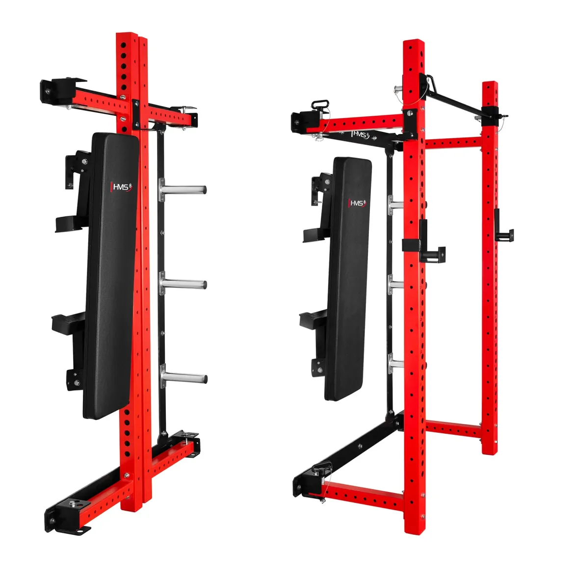 KLATKA TRENINGOWA ŚCIENNA ROZSUWANA Z ŁAWKĄ CZERWONA KLT34 HMS FITNESS