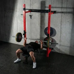 KLATKA TRENINGOWA ŚCIENNA ROZSUWANA Z ŁAWKĄ CZERWONA KLT34 HMS FITNESS