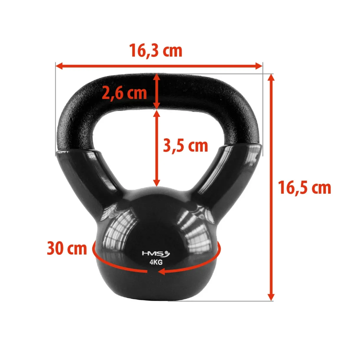 KNV BLACK KETTLEBELL ŻELIWNY POKRYTY WINYLEM HMS