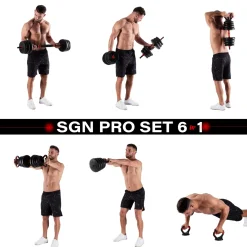 SGN120 PRO SET 6W1 ZESTAW CIĘŻARÓW 20KG HMS