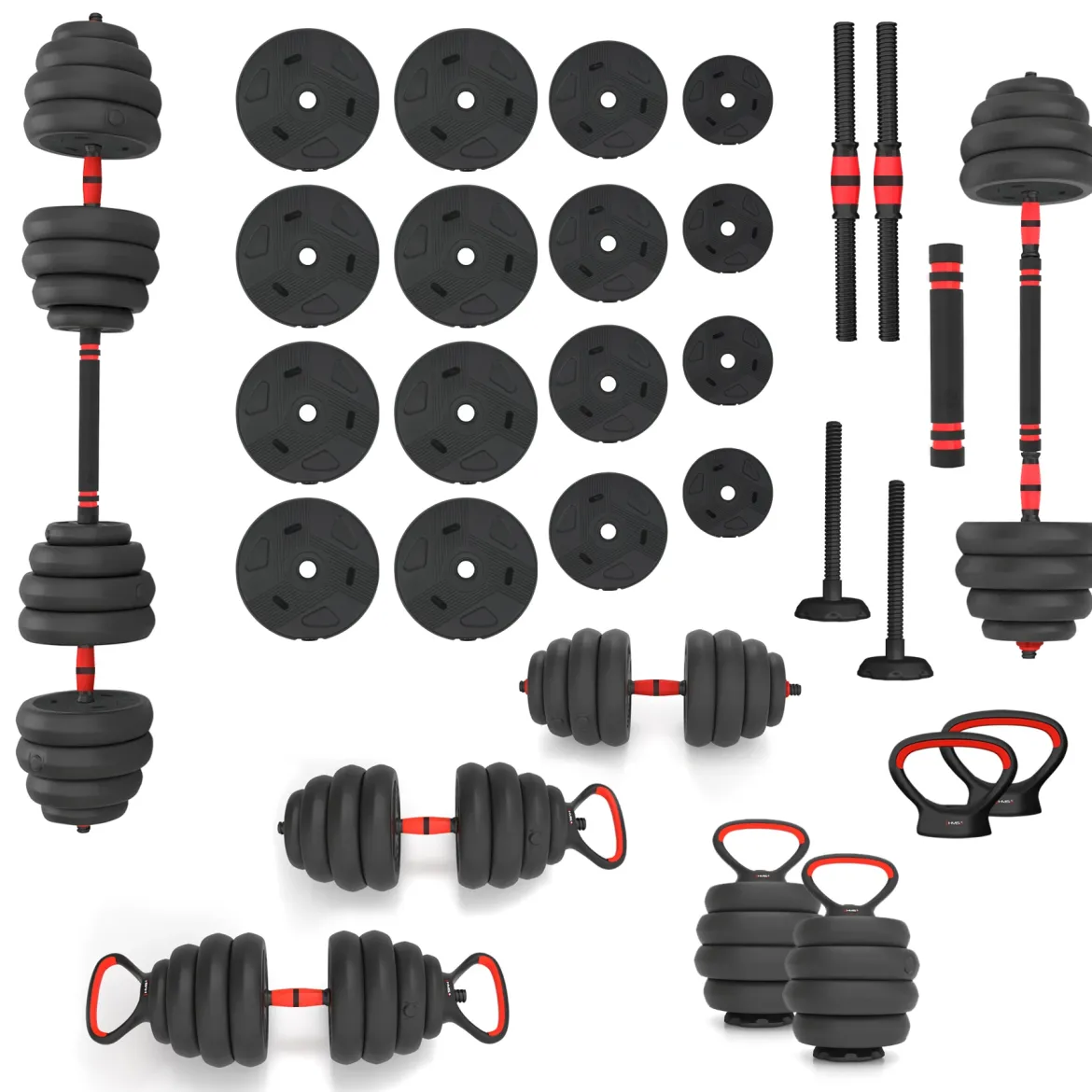 SGN140 PRO SET 6W1 ZESTAW CIĘŻARÓW 40KG HMS