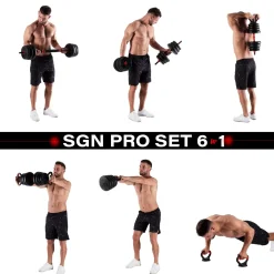 SGN140 PRO SET 6W1 ZESTAW CIĘŻARÓW 40KG HMS