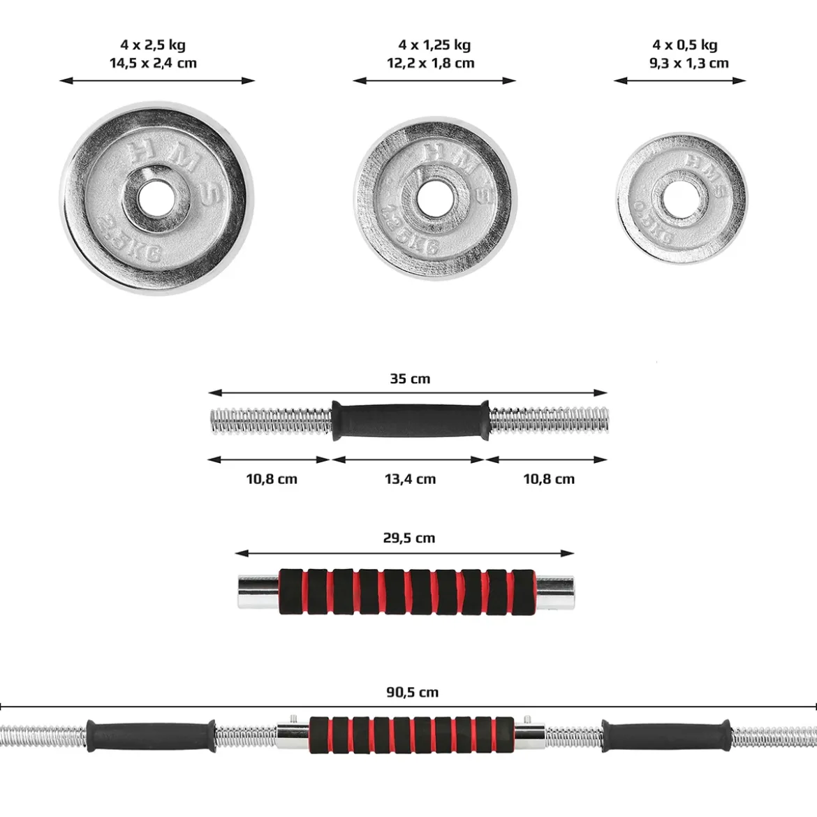 STC21 SZTANGIELKI REGULOWANE W WALIZCE CHROMOWANE 20KG HMS