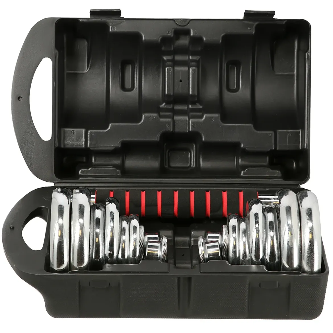 STC21 SZTANGIELKI REGULOWANE W WALIZCE CHROMOWANE 20KG HMS