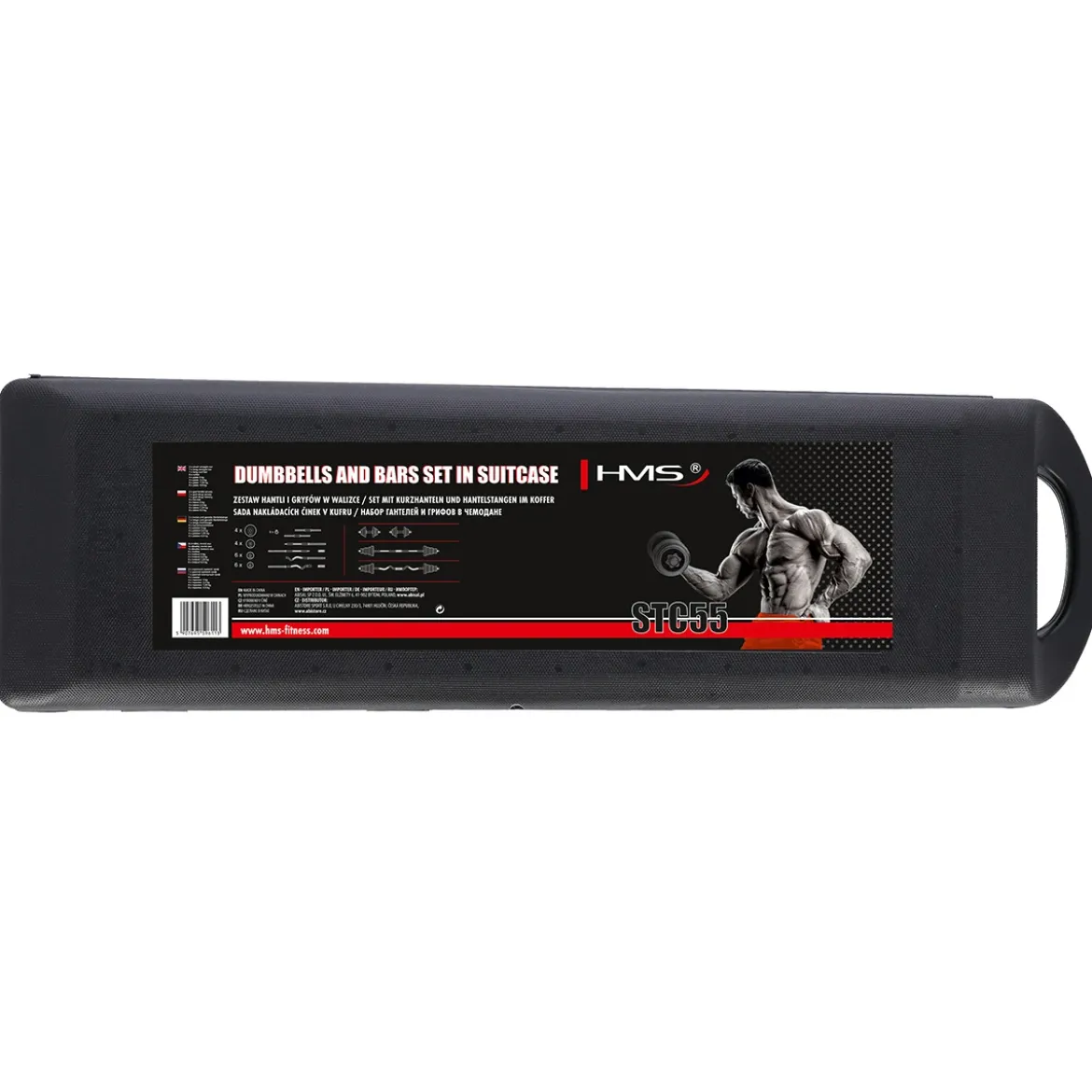 STC55 SZTANGIELKI REGULOWANE W WALIZCE CHROMOWANE 55KG HMS