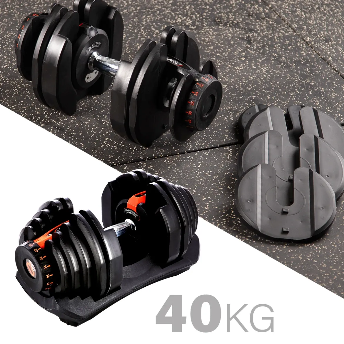 Sztangielka regulowana HMS SR80 40 kg z szybką regulacją obciążenia
