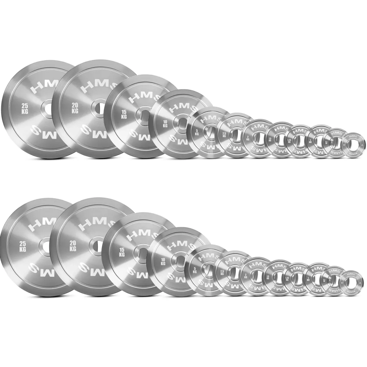 TOS ZESTAW TALERZY OLIMPIJSKICH STALOWYCH KALIBROWANYCH 2 x 0.25 - 25 KG (168 KG) HMS