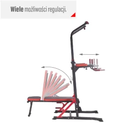 Wielofunkcyjna stacja treningowa z drążkiem i ławką HMS PWL8324