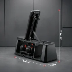 ZESTAW ŁAWKA TRENINGOWA ZE SCHOWKIEM I RAMIONAMI LM4012 + 2X SZTANGIELKA REGULOWANA SR52 HMS