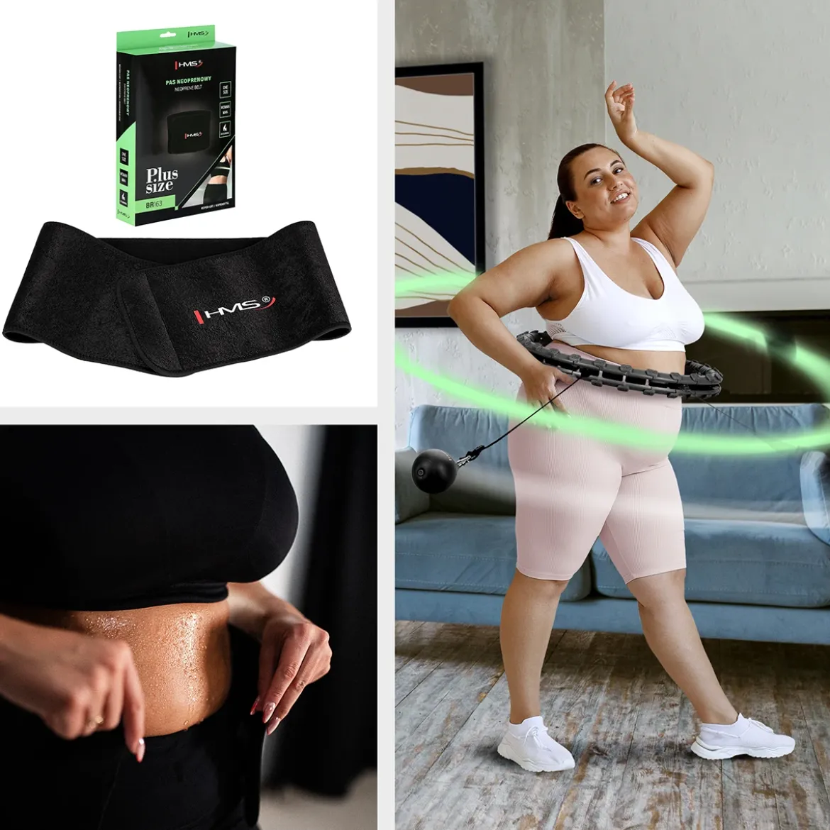 ZESTAW HHW11 BLACK Z WYPUSTKAMI I OBCIĄŻNIKIEM + PAS BR163 PLUS SIZE HMS