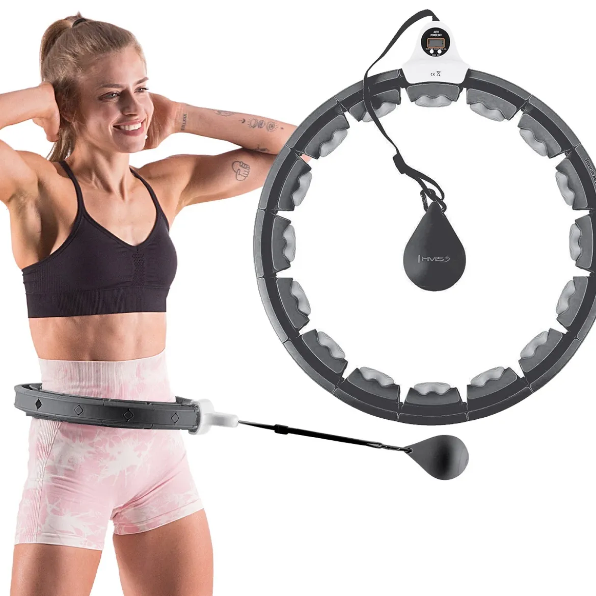 ZESTAW HULA HOP HHW06 BLACK Z PIŁKĄ GRAWITACYJNĄ I LICZNIKIEM HMS + PAS BR163 RED