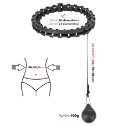 ZESTAW HULA HOP HHW01 BLACK Z WYPUSTKAMI I OBCIĄŻNIKIEM HMS + PAS BR163 RED