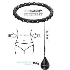 ZESTAW HULA HOP HHW02 BLACK Z WYPUSTKAMI I OBCIĄŻNIKIEM HMS + PAS BR163 RED