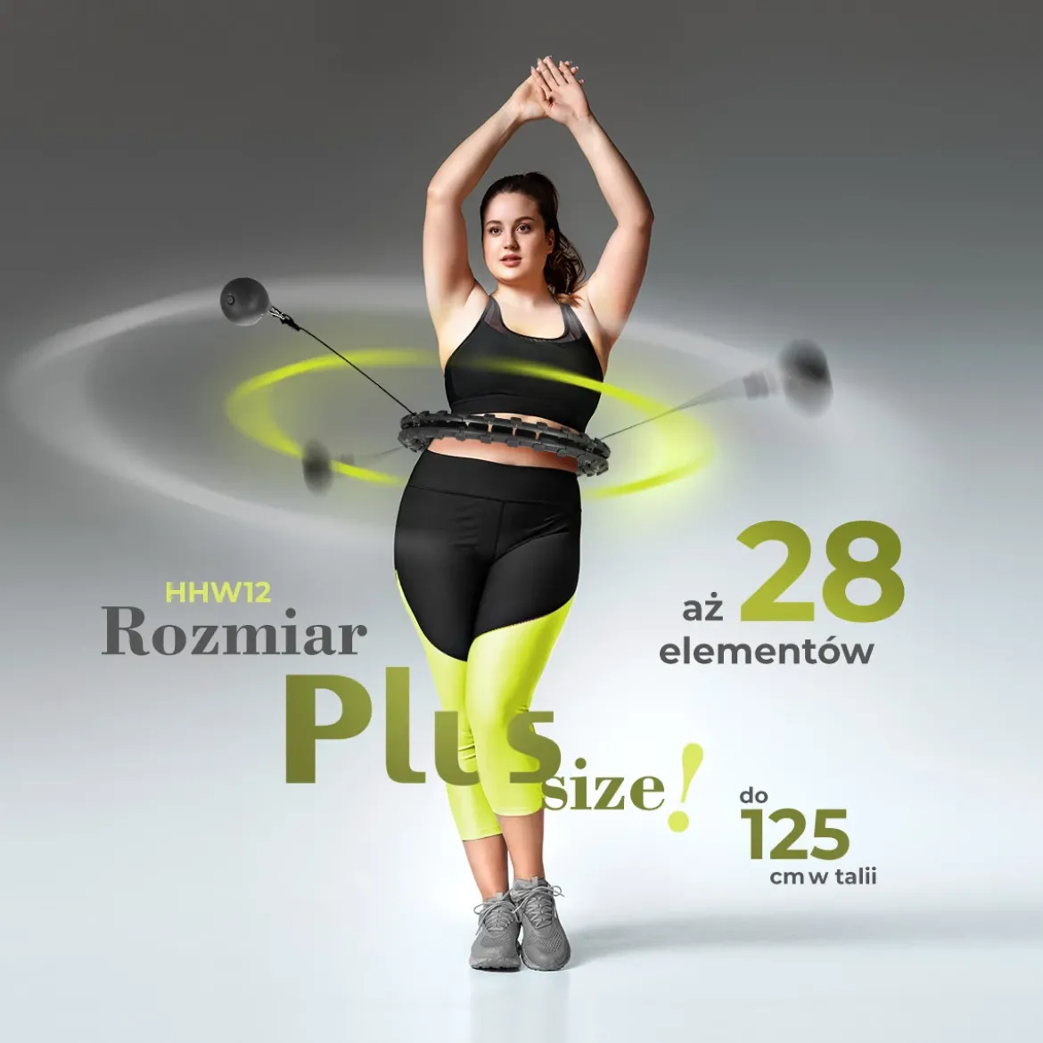 ZESTAW HULA HOP HHW12 BLACK Z WYPUSTKAMI I OBCIĄŻNIKIEM HMS + PAS BR163 BLACK PLUS SIZE