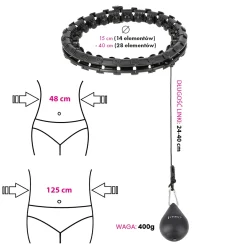 ZESTAW HULA HOP HHW12 BLACK Z WYPUSTKAMI I OBCIĄŻNIKIEM HMS + PAS BR163 BLACK PLUS SIZE
