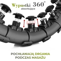 ZESTAW HULA HOP HHW12 BLACK Z WYPUSTKAMI I OBCIĄŻNIKIEM HMS + PAS BR163 BLACK PLUS SIZE