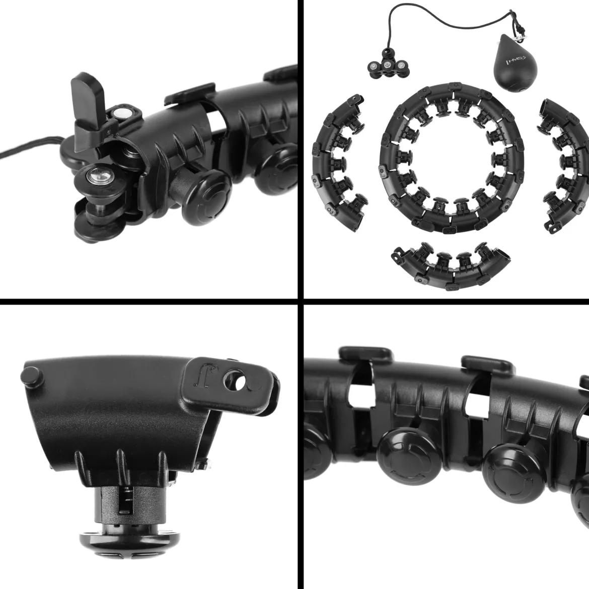 ZESTAW HULA HOP HHW12 BLACK Z WYPUSTKAMI I OBCIĄŻNIKIEM HMS + PAS BR163 BLACK PLUS SIZE