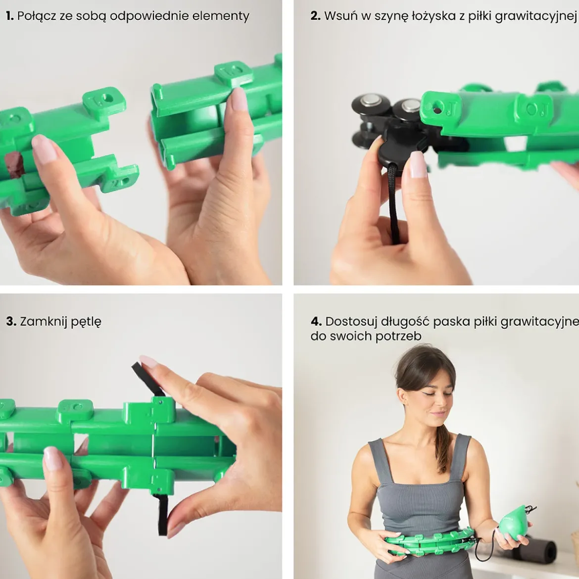 ZESTAW HULA HOP HHW01 GREEN Z WYPUSTKAMI I OBCIĄŻNIKIEM HMS + PAS BR163 RED