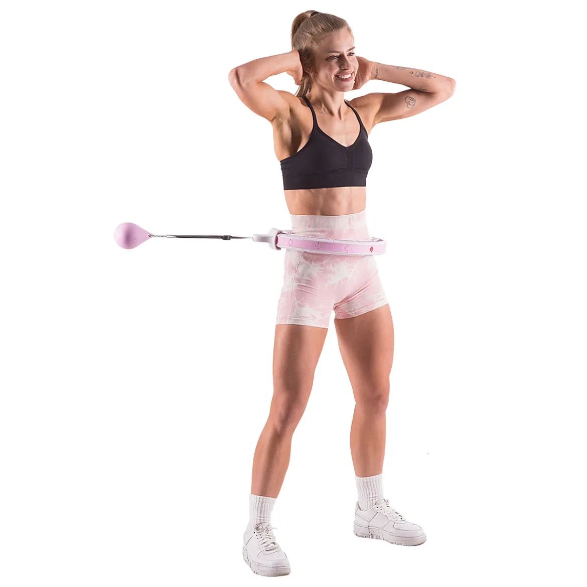 ZESTAW HULA HOP HHW06 PINK Z PIŁKĄ GRAWITACYJNĄ I LICZNIKIEM HMS + PAS BR163 BLACK